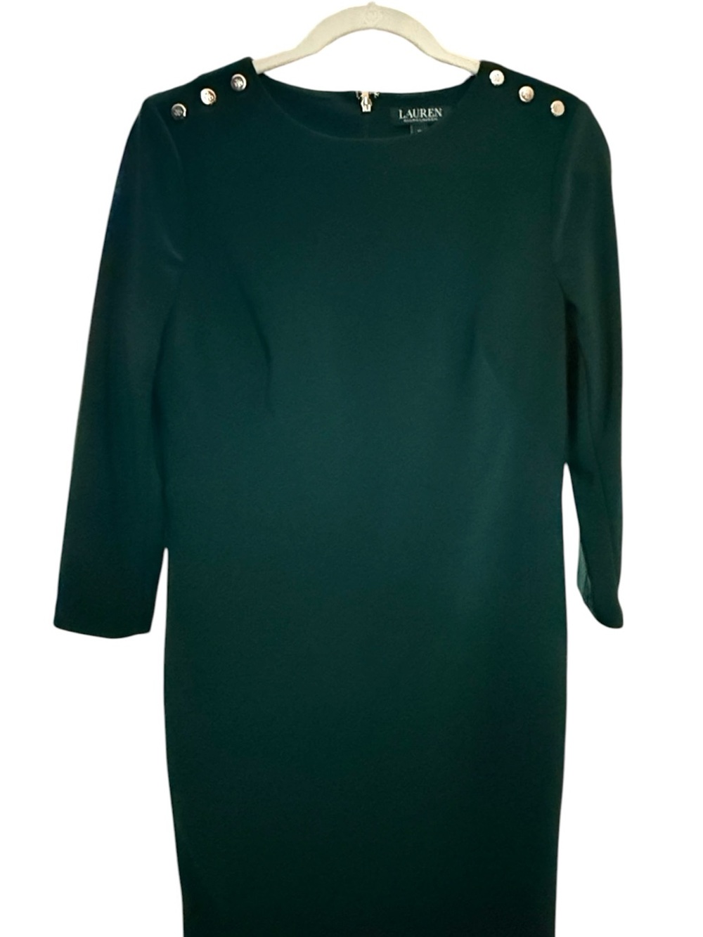 Lauren Ralph Lauren Green Size 10 Sheath Dress Quiet Luxury Equestrian Preppy - Picture 2 of 8